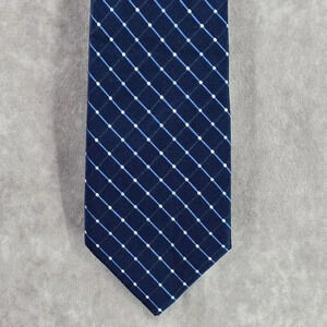 Geoffrey‎ Beene Blue White Dot 62% Poly 38% Silk Handmade Men's Neck Tie NWOT